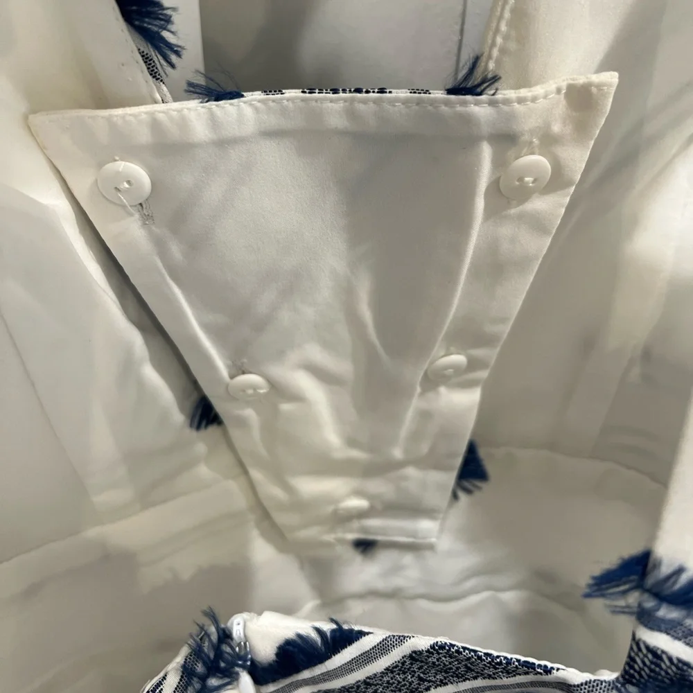 Milly White Dress with Blue Embroidery - Picture 5 of 9